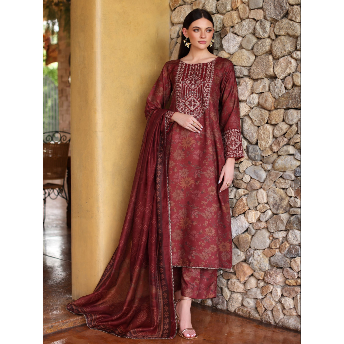 UA-138 Embroidered Printed khaddar Collection by Umnaa | Ready to Wear | Asian Clothes