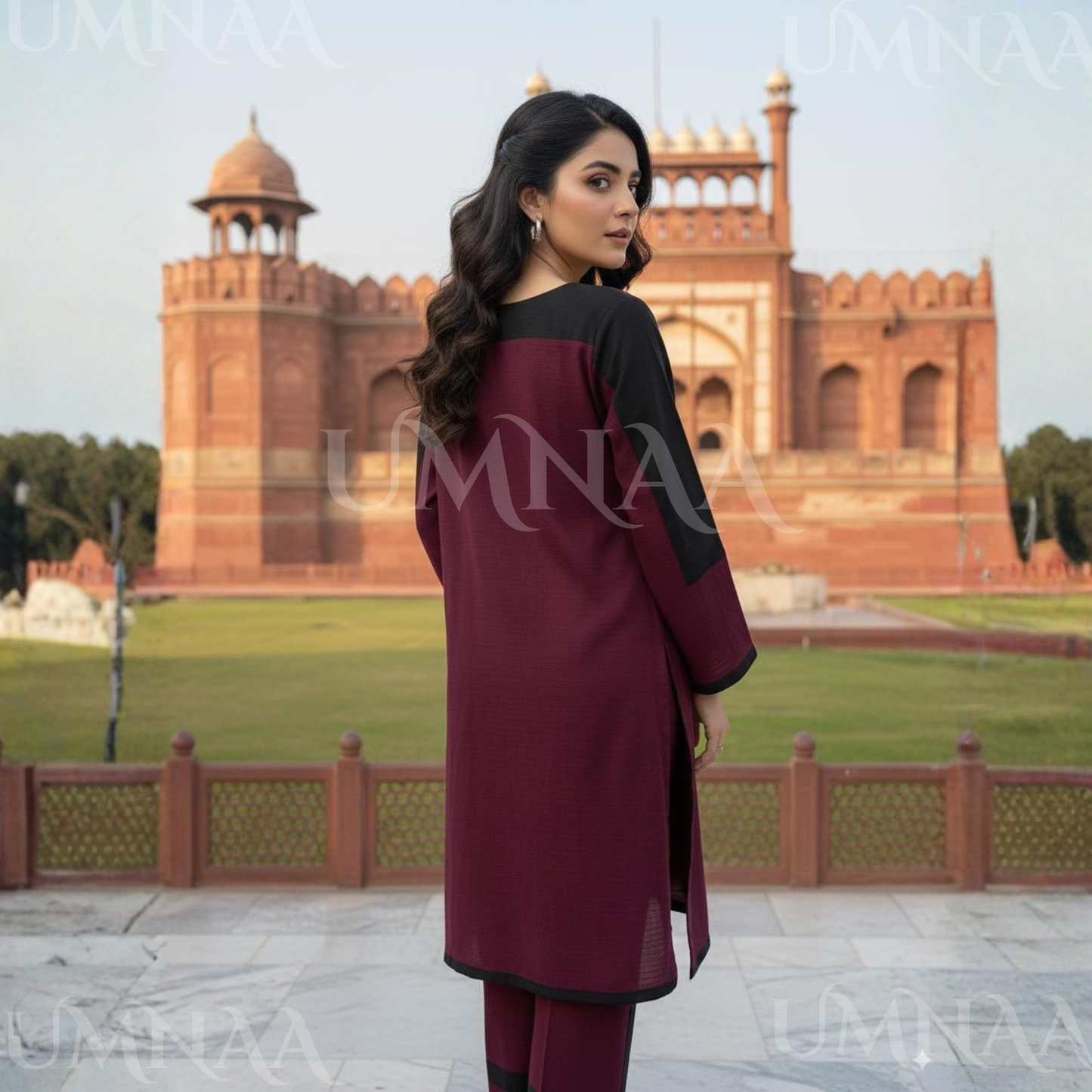 UA-143 Modest Wear Dhanak Co-Ords Set by Umnaa