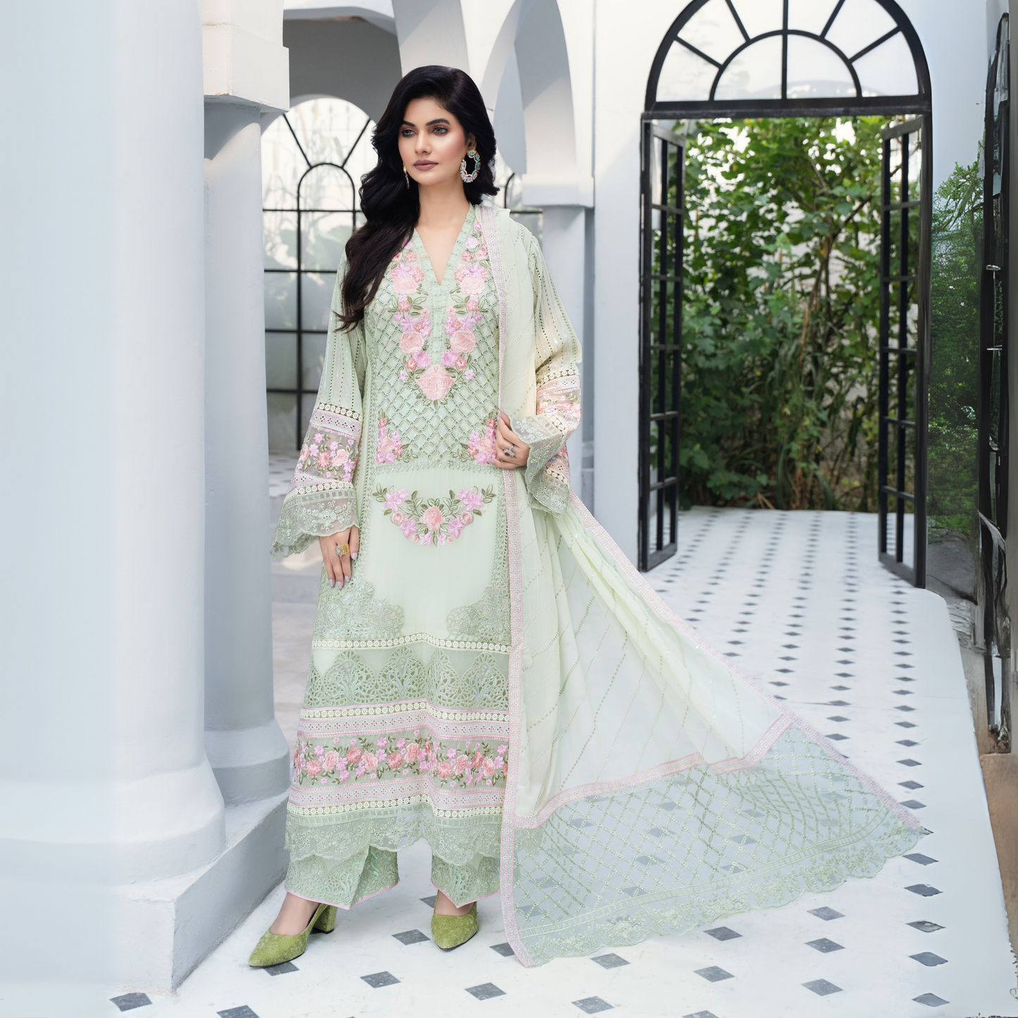 3 Piece Luxury Chiffon Ready to Wear Collection | karma Collection UMKC0902