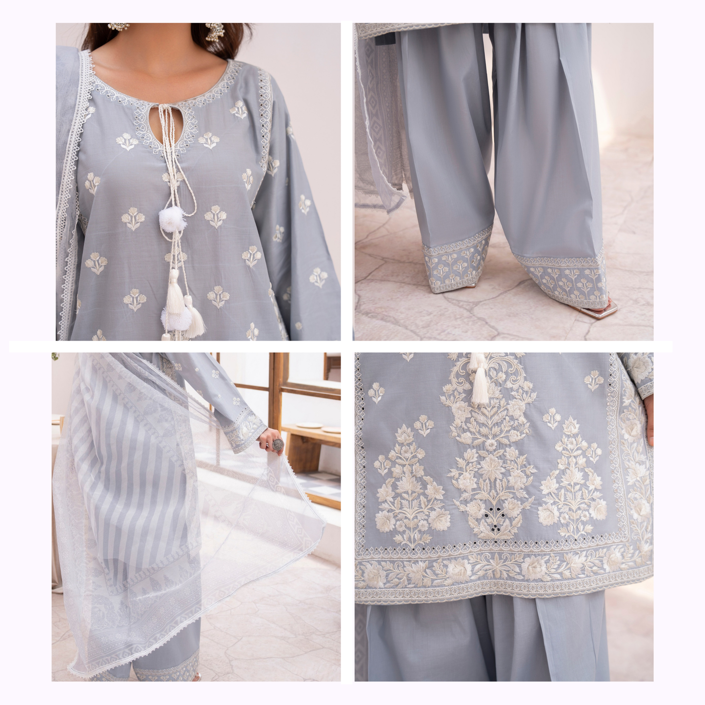 KC-1476 Embroidered Luxury Cambric Cotton farshi Shalwar Collection | Ready to Wear | Karma Collection