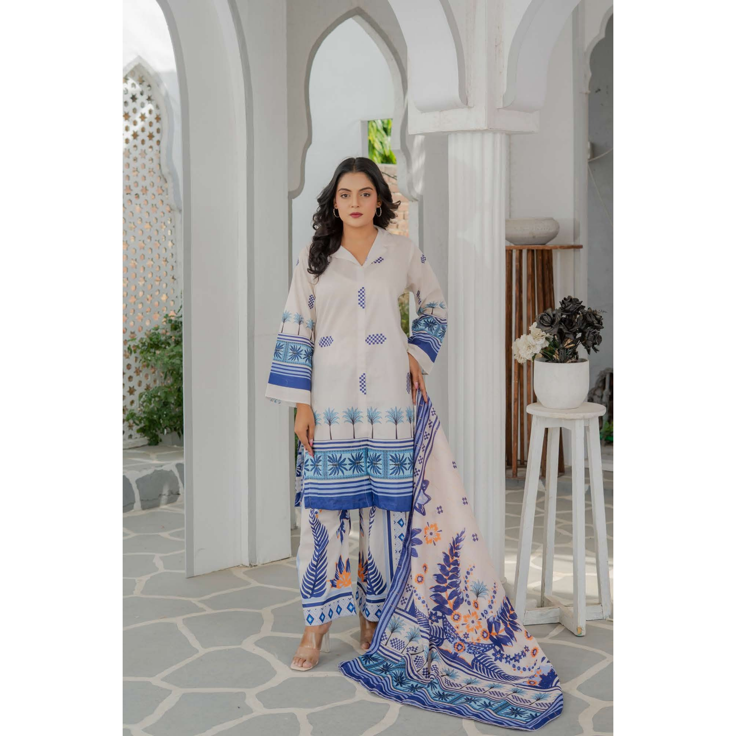UMRZ-47 3 Pc Pakistani Printed Summer Lawn Collection by Rangz