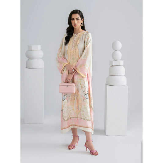 UAL-09 Printed Silk Kaftan with Trouser 2 Pc Set | Ally's