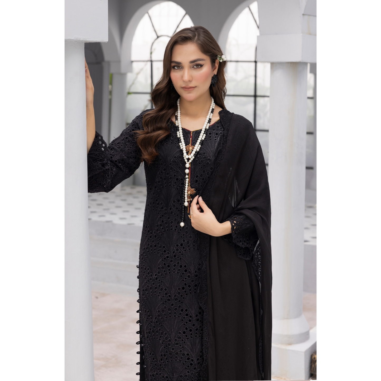 3 Pc Linen Chikenkari Ready to Wear Dress | Simrans | UMSIM4