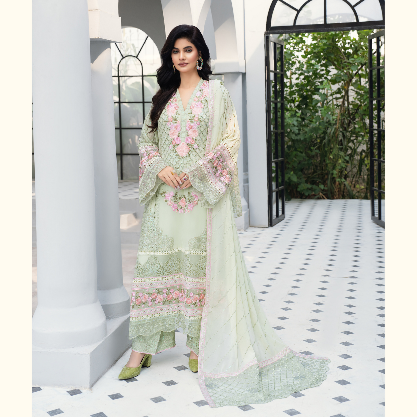 3 Piece Luxury Chiffon Ready to Wear Collection | karma Collection UMKC0902