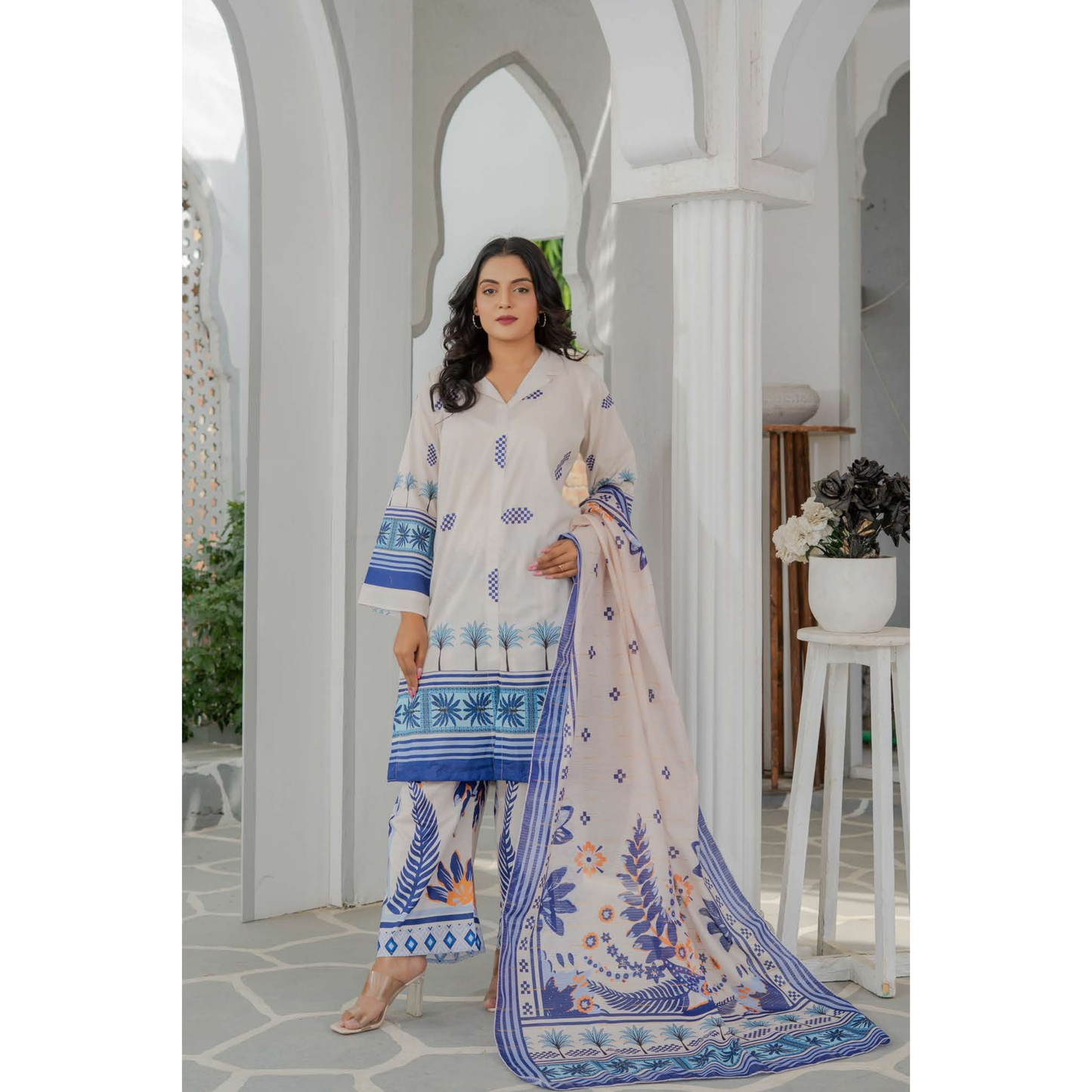 UMRZ-47 3 Pc Pakistani Printed Summer Lawn Collection by Rangz