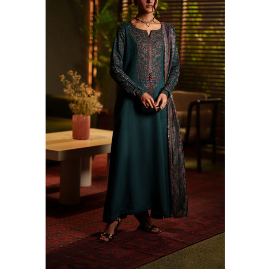 UCA-37 EALA Festive Embroidered Viscose Dress with Printed Silk Dupatta | Women’s Festive Wear Pakistani Designer Outfit by Casuallite