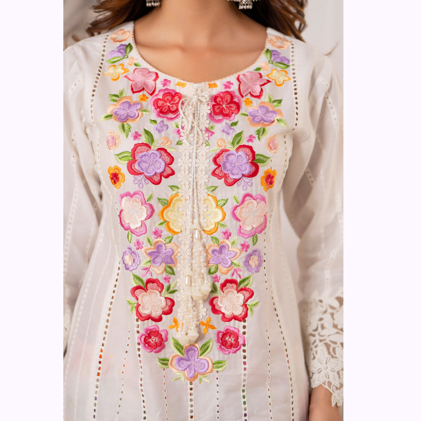 3 Pc Printed Floral Embroidered Trendy farshi Shalwar Collection karma collection