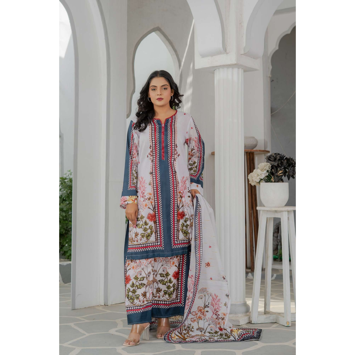 UMRZ-46 3 Pc Pakistani Printed Summer Lawn Collection by Rangz