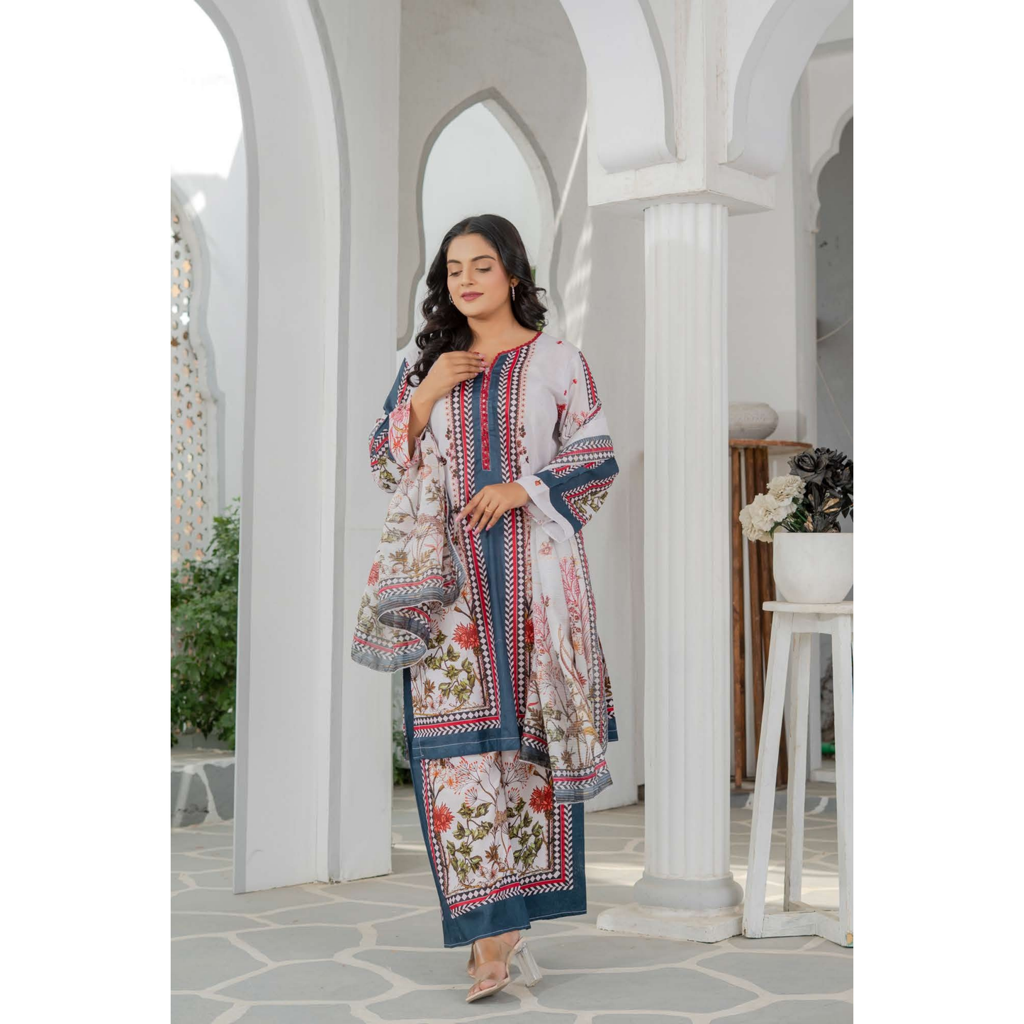 UMRZ-46 3 Pc Pakistani Printed Summer Lawn Collection by Rangz