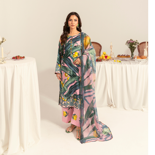 UA-94 3 Pc Embroidered Printed Summer Lawn | Ready to Wear | Umnaa