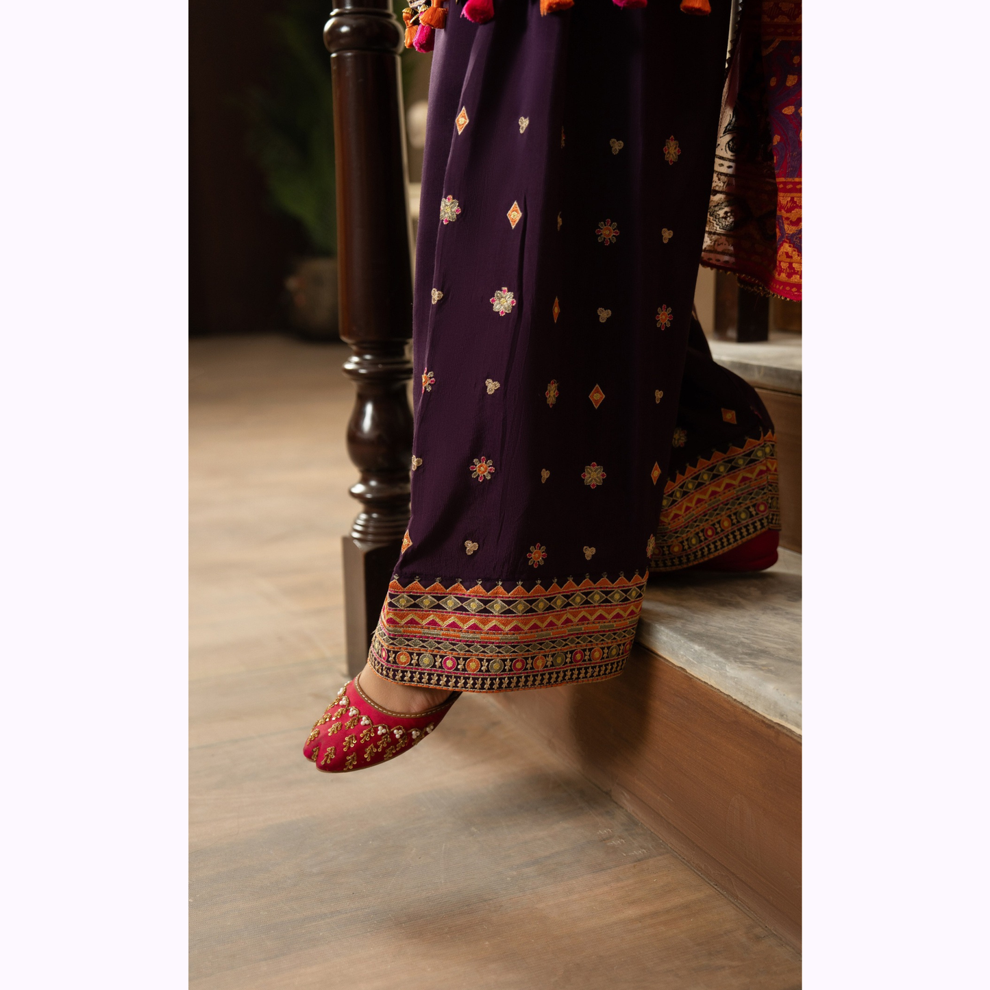 F-468 Embroidered Georgette Chiffon Farshi Shalwar Collection by karma Collection