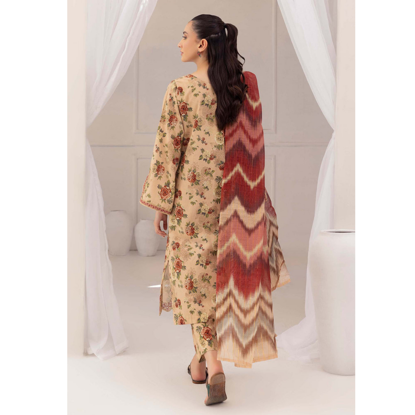 Cashmere 3 Pc Printed Khaddar Ready to Wear Dress - Adan's libas