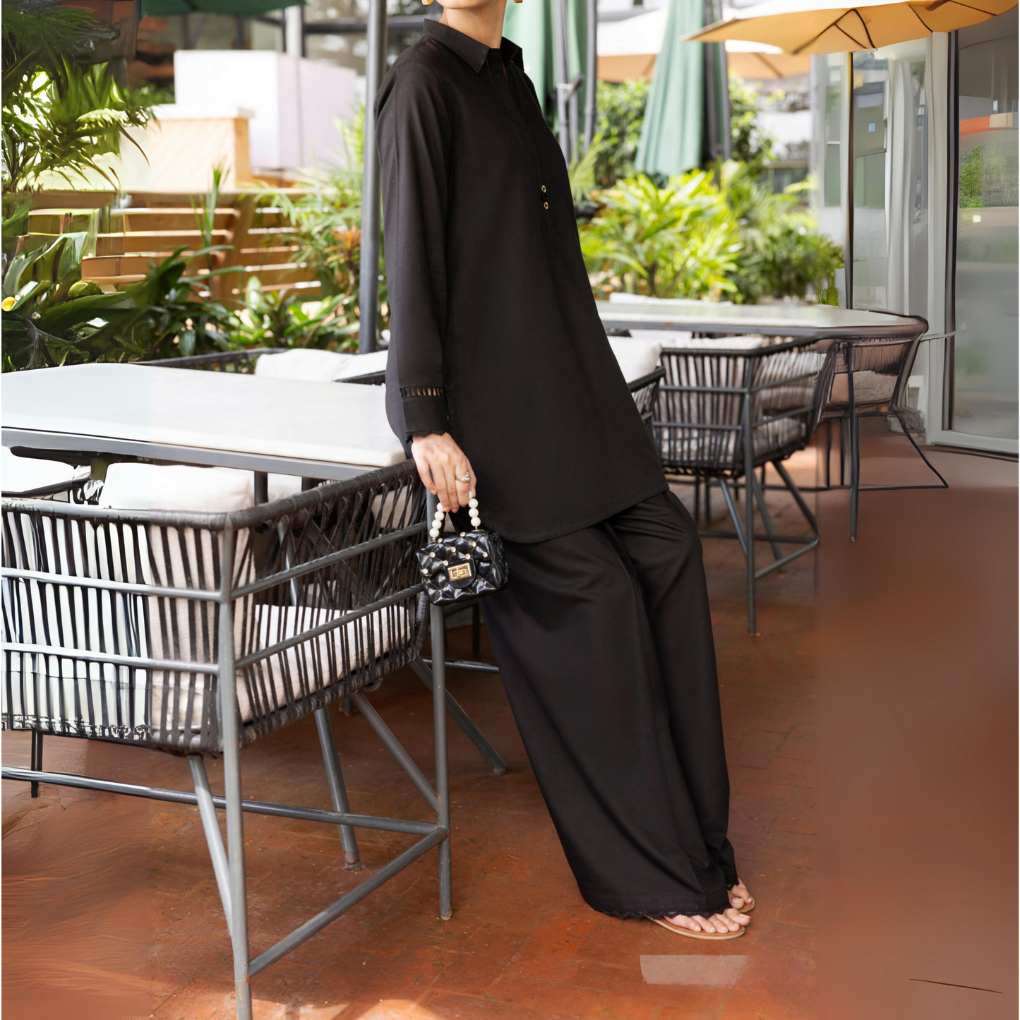 Black 2 Pc Linen Pakistani Co-Ords Set | Ready to Wear | Casuallite