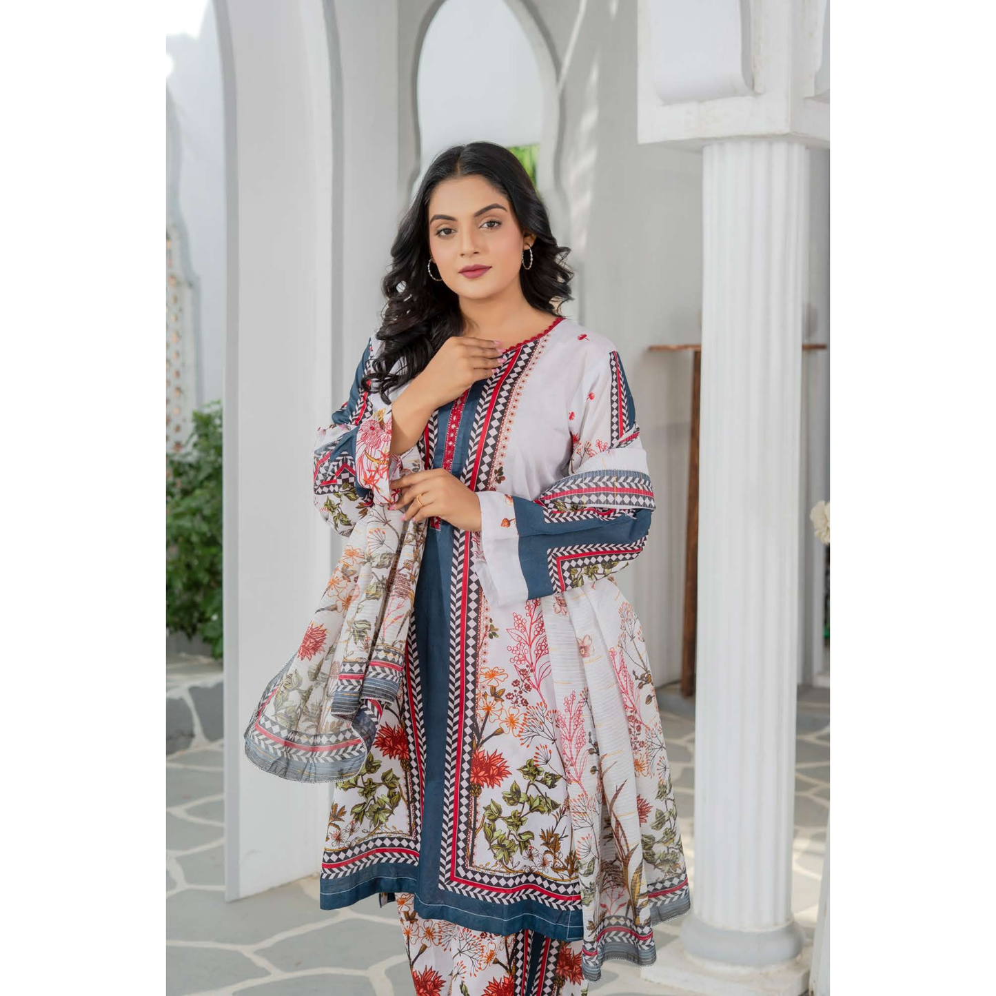UMRZ-46 3 Pc Pakistani Printed Summer Lawn Collection by Rangz