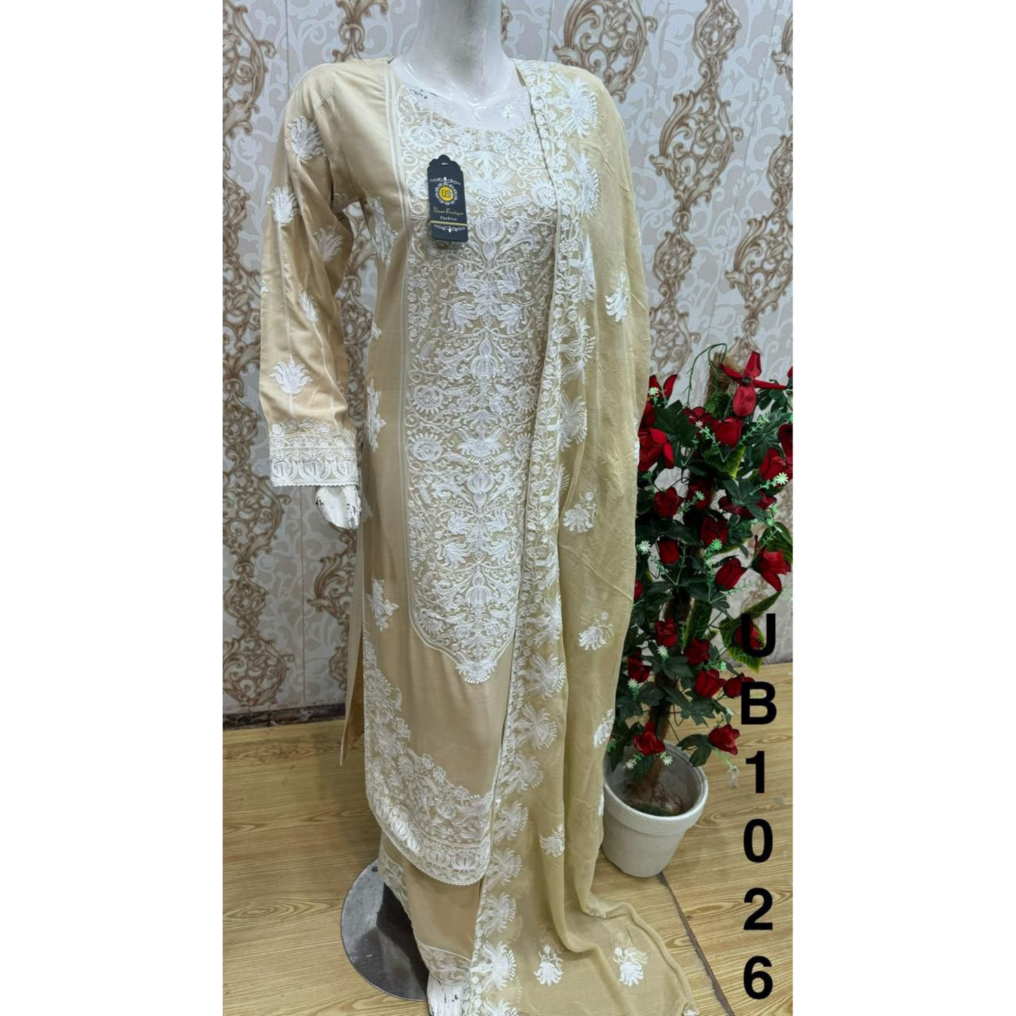 3 Pc Embroidered Linen Dress |Ready to Wear| UB