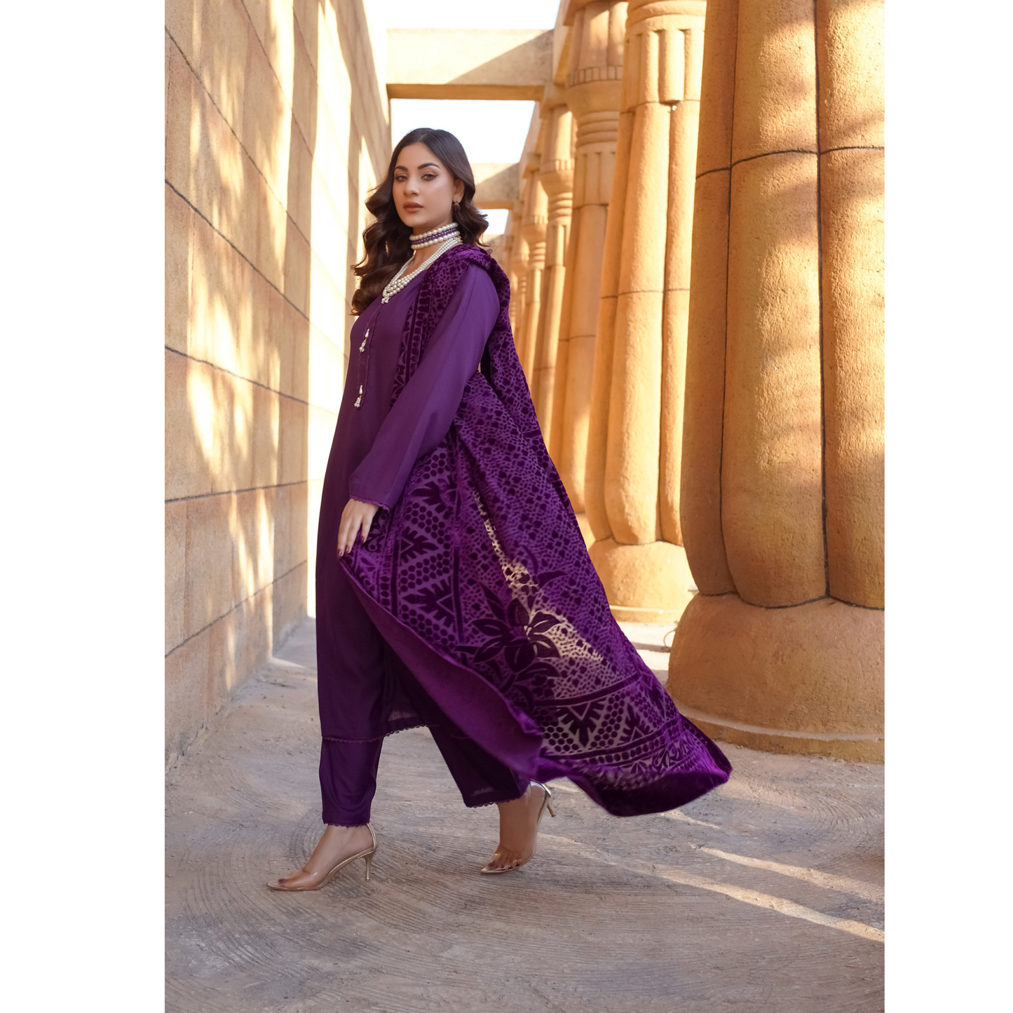 3 Pc Dhanak Dress with Palachi Shawl | Ready-to-wear | Winter Collection |RD
