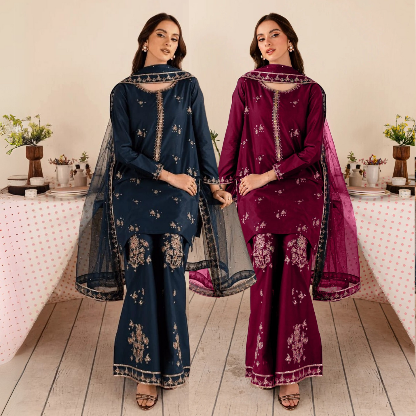 UA-39 3 Pc Embroidered Cotton Collection | Ready to Wear | UMNAA
