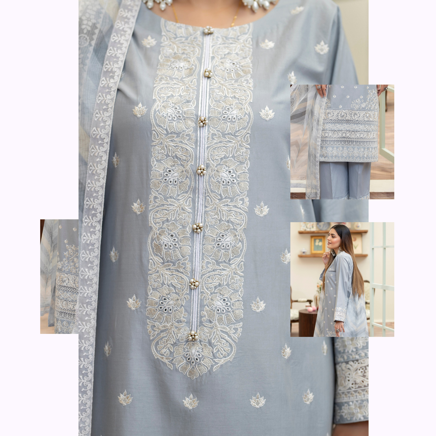 KC-1455 Embroidered Cotton Collection Ready to Wear 3 Pc - Karma Collection