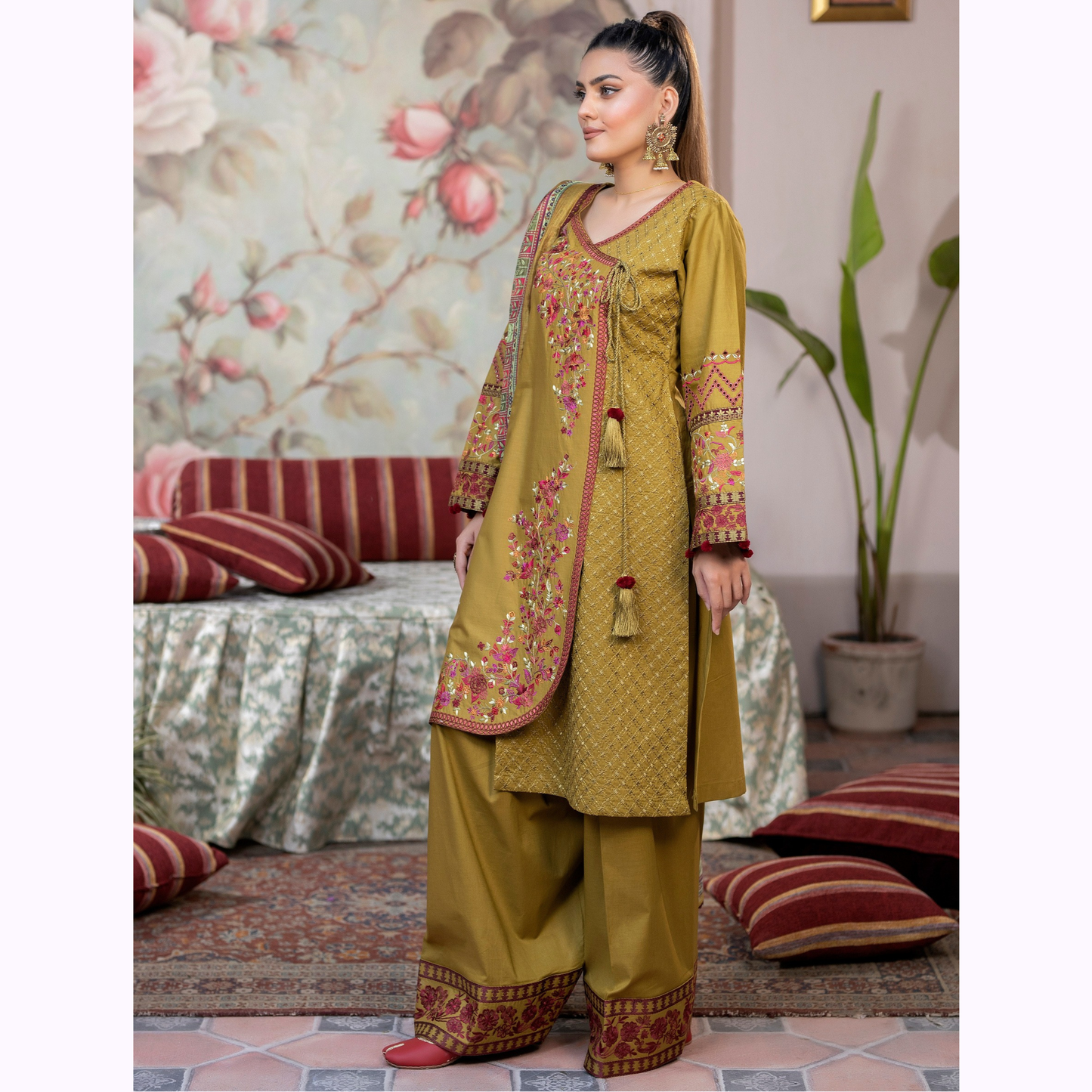 KC-1450 Trendy farshi Shalwar Embroidered Cotton Collection Ready to Wear 3 Pc - Karma Collection