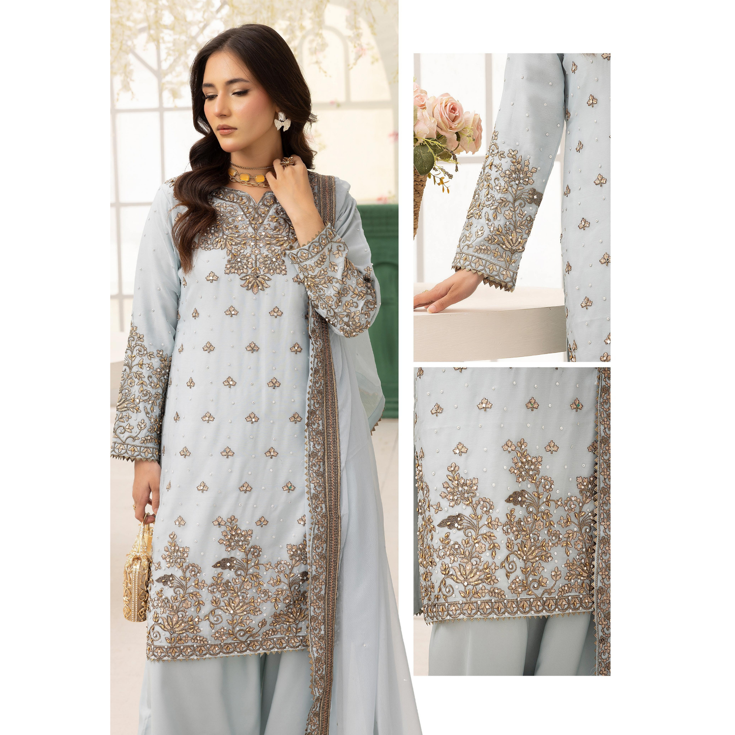 UMS-27 "NIDA LUX SHIFFON" Luxury Chiffon with Farshi Shalwar Collection | Ready to Wear | Simrans