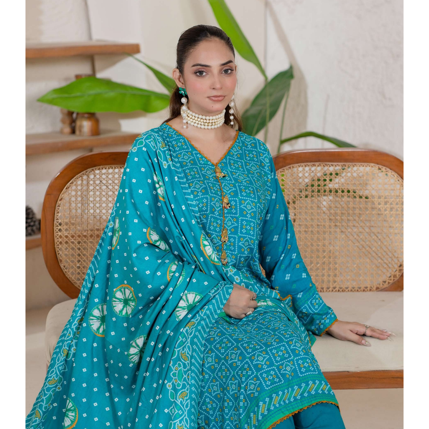 UA-106 Printed "Ajrak Style" Linen Collection by UMNAA