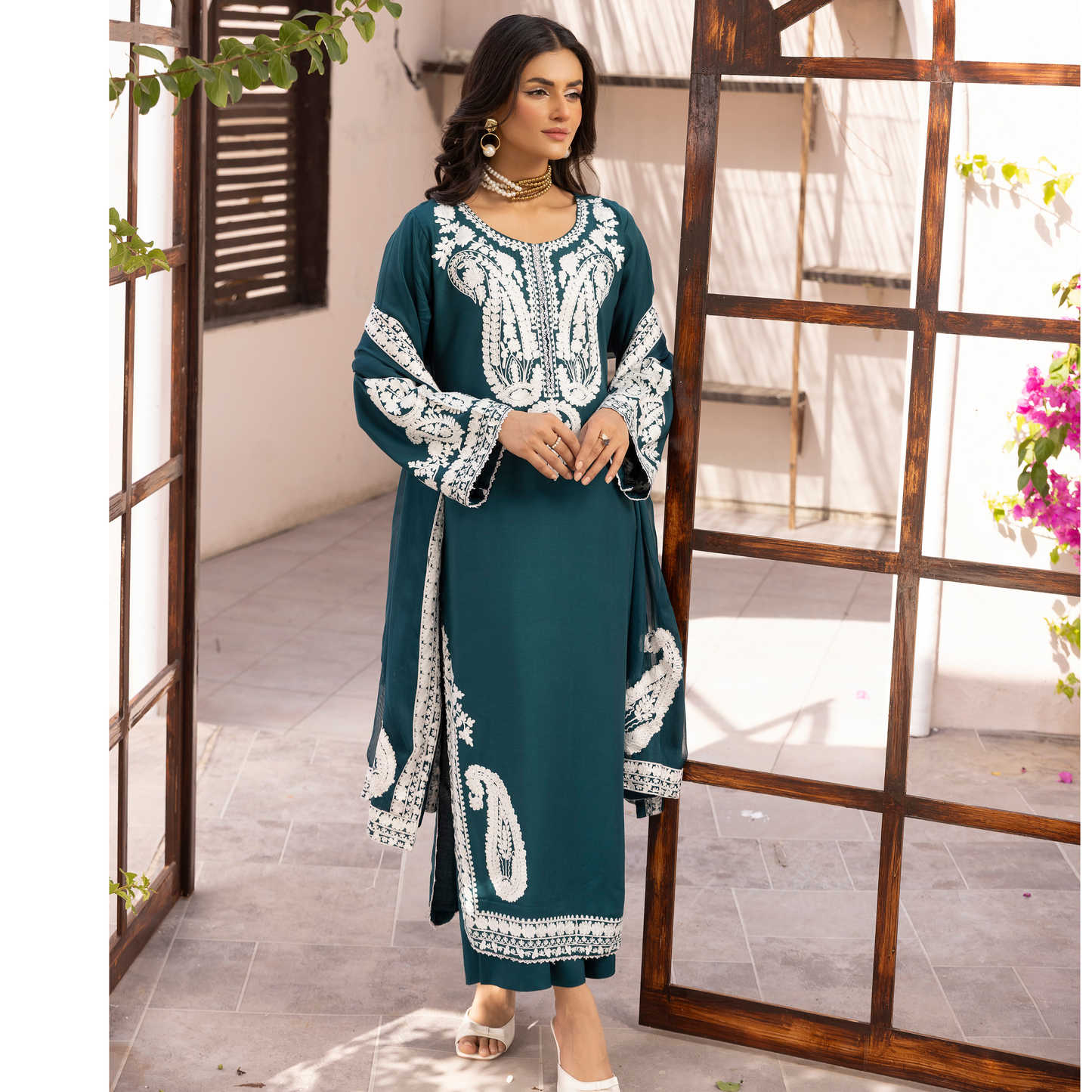 UMS-40 Almila by Simrans Dhanak Embroidered 3 Pc Collection Asian Clothes | Modest Wear