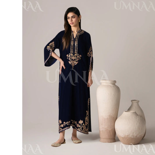 RA-30 Velvet Kaftan Dress Collection| Embroidered 1 Piece Festive Wear