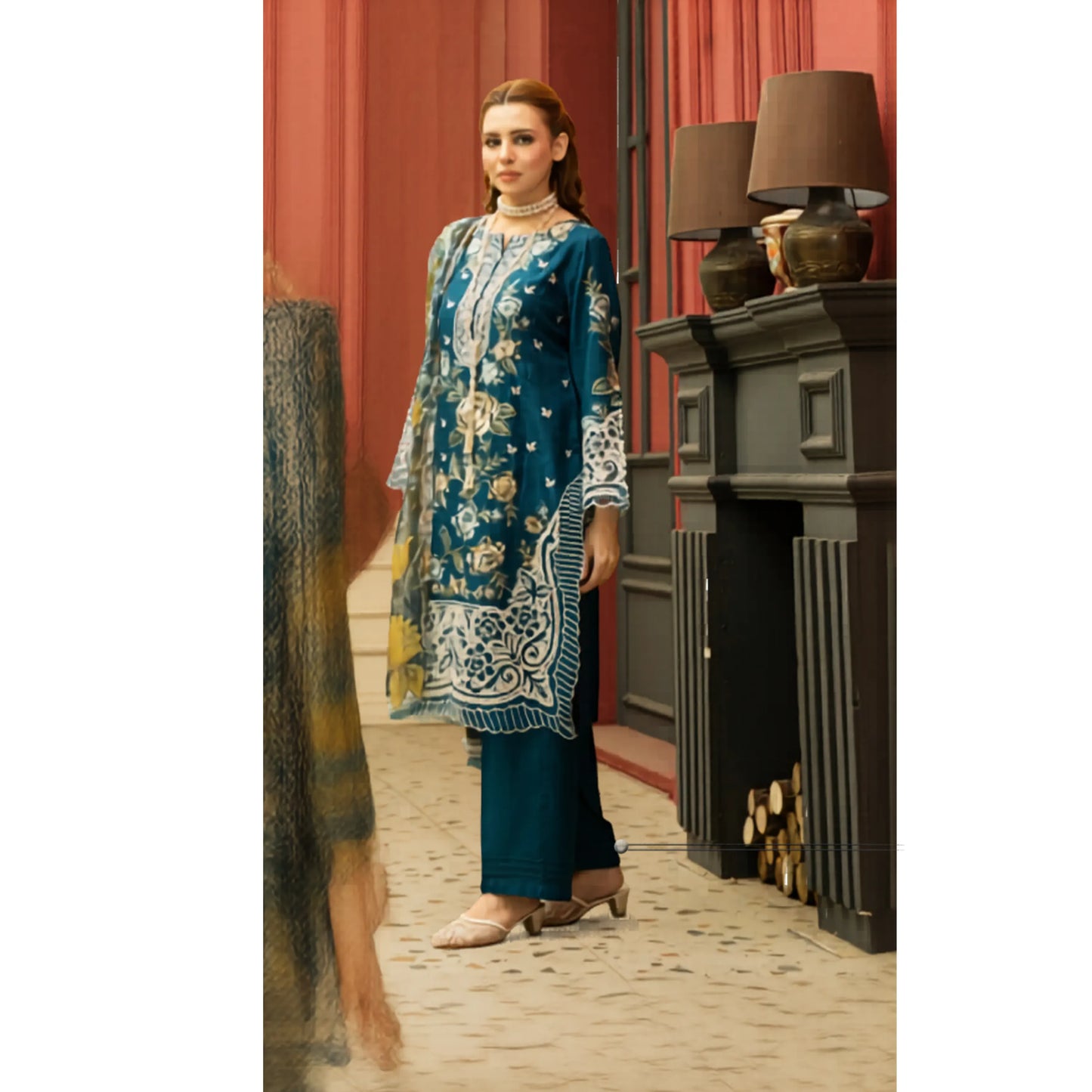 UMRZ-58 Embroidered Linen Collection 3 Pc By Rangz Asian clothes Ready to Wear