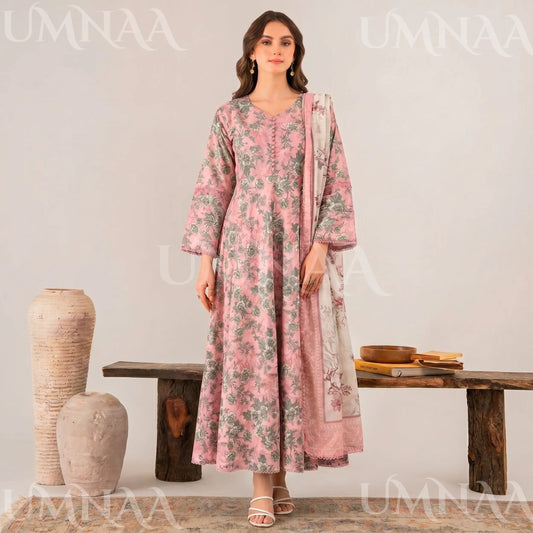 UA-197 Printed Poly Lawn frock 3 Pc Collection Ready to Wear Pakistani Asian clothes