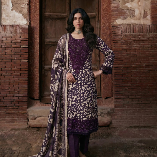 UA-198 Embroidered Printed Poly Silk Lawn Collection by Umnaa | Ready to Wear | Asian Clothes