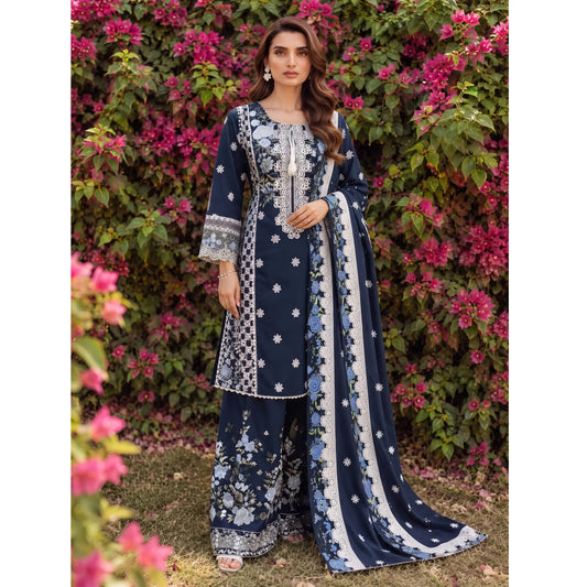 UA-310 Embroidered Dhanak Farshi Shalwar 3 Pc | Umnaa