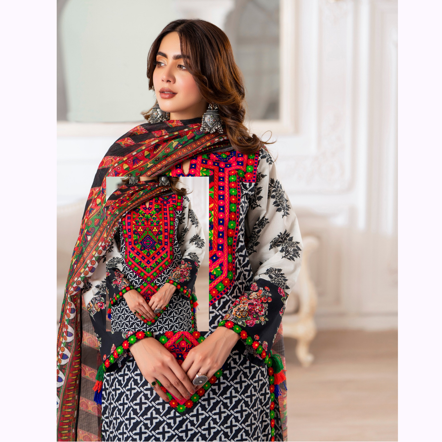 3 Pc Luxury Embroidered trendy Farshi Shalwar Collection | Eid Wear | karma collection