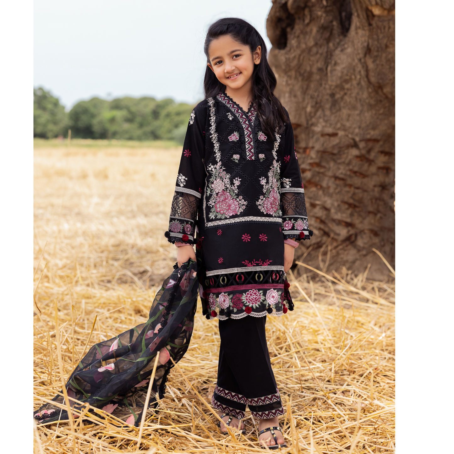 UAL-105 Luxury Festive Lawn Embroidered Mother–Daughter Matching Outfit Set by ALLY'S