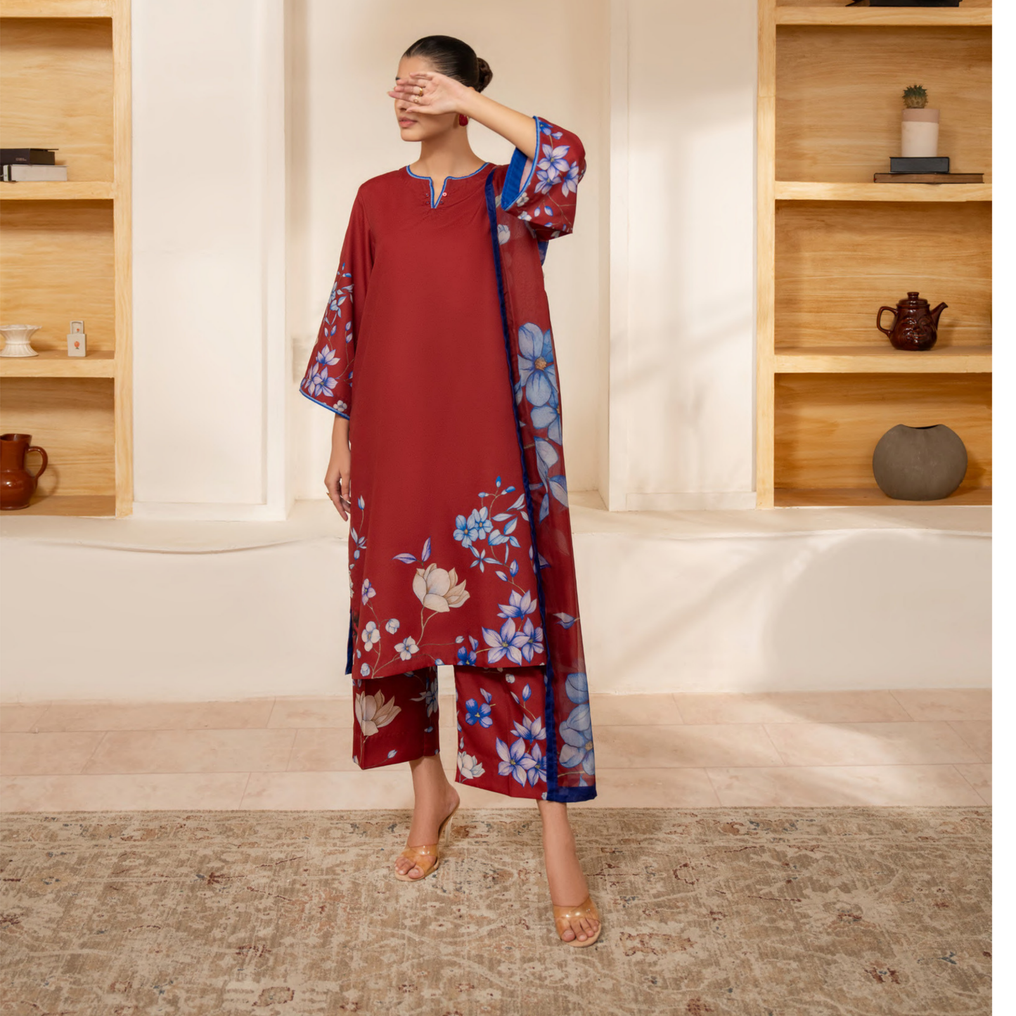 UCA-26 "Gul e Jana" Viscose Silk 3 Pc Collection by Casuallite