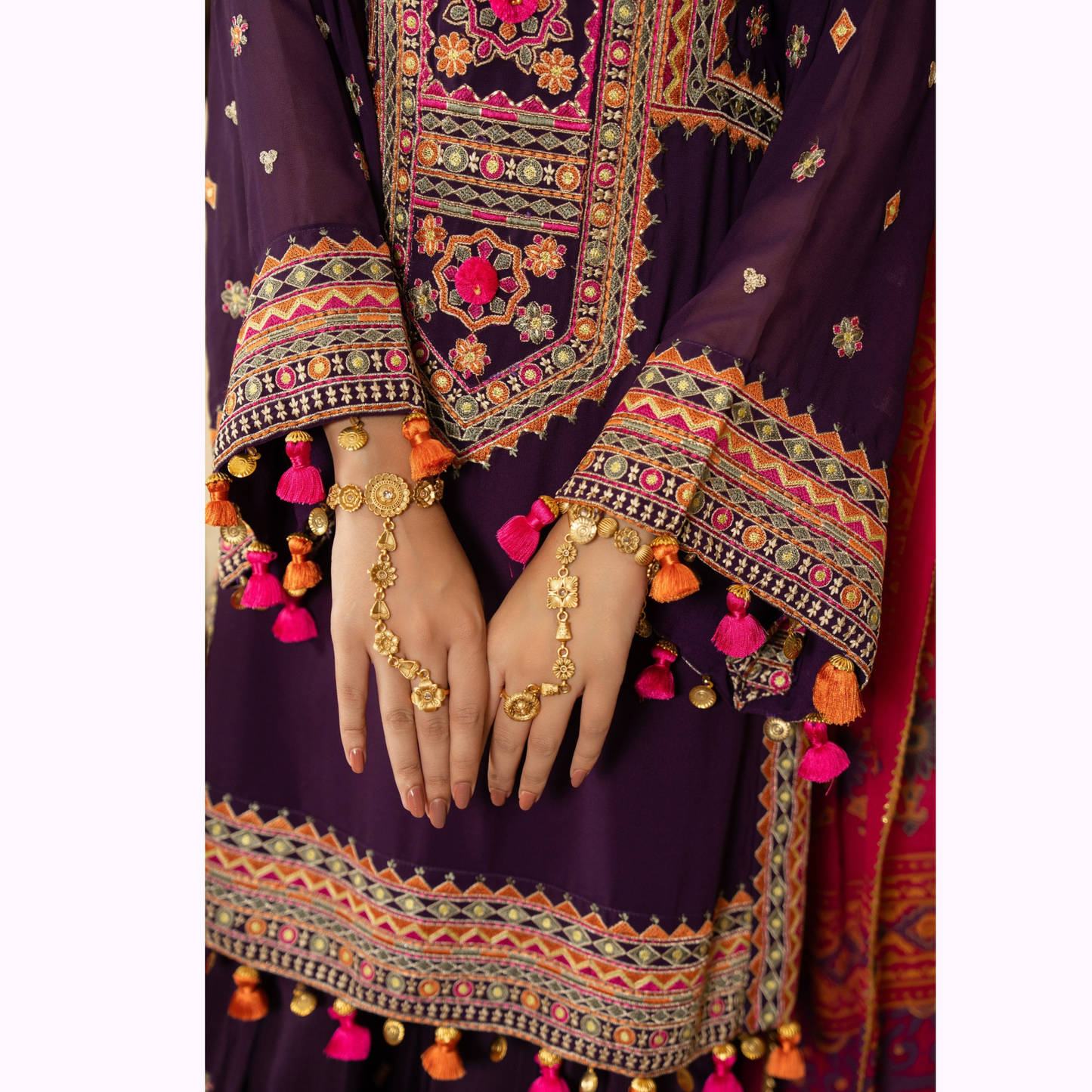 F-468 Embroidered Georgette Chiffon Farshi Shalwar Collection by karma Collection