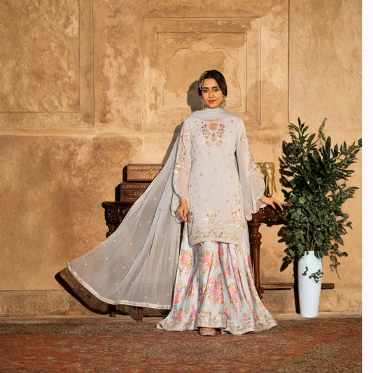 F-524 "Saj Dhaj" Embroidered Georgette Collection by Karma Collection