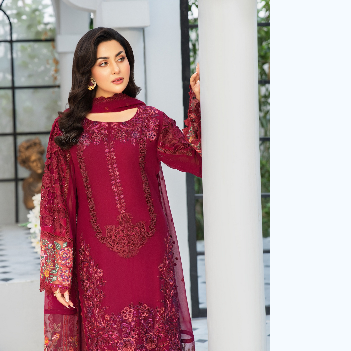3 Piece Luxury Chiffon Ready to Wear Collection | karma Collection UMKC0903