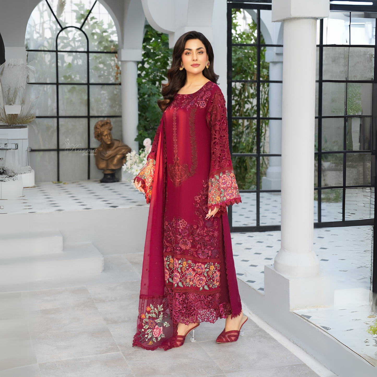 3 Piece Luxury Chiffon Ready to Wear Collection | karma Collection UMKC0903