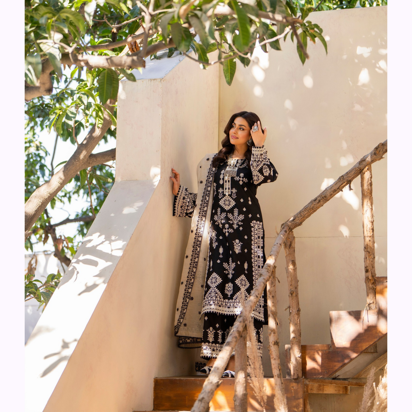 KC-1447 Embroidered Cambric Cotton Ready to Wear 3 Pc - Karma Collection