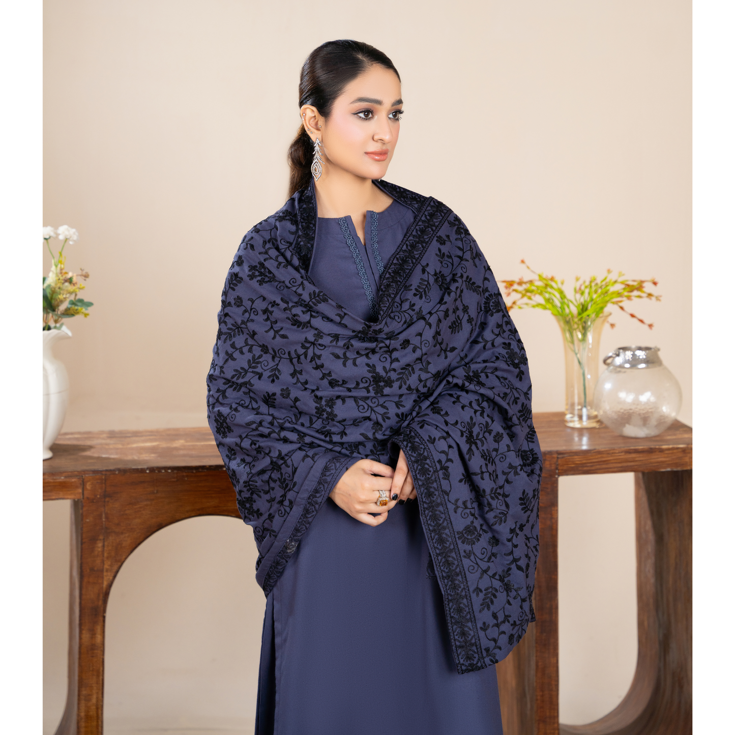 RA-21 3 Pc Dhanak Dress with Embroidered Dhanak Shawl |Ready to Wear | Winter Collection | Raniya.h