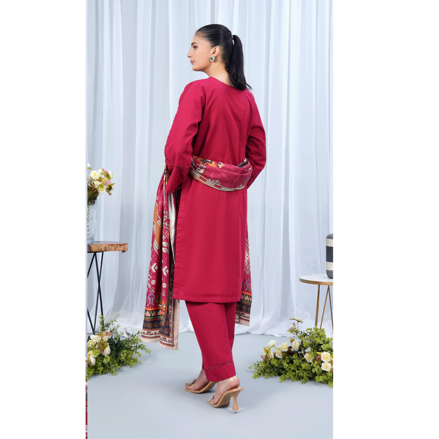 Hot pink Khaddar Dress with Shawl |3 Pc| Winter Collection | Hayats
