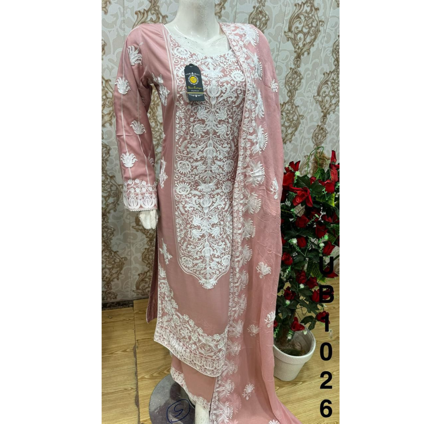 3 Pc Embroidered Linen Dress |Ready to Wear| UB