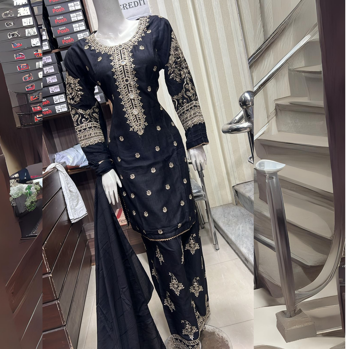 Embroidered Dhanak Dress with Pashmina Shawl | Ready to Wear Winter Collection UMNAA