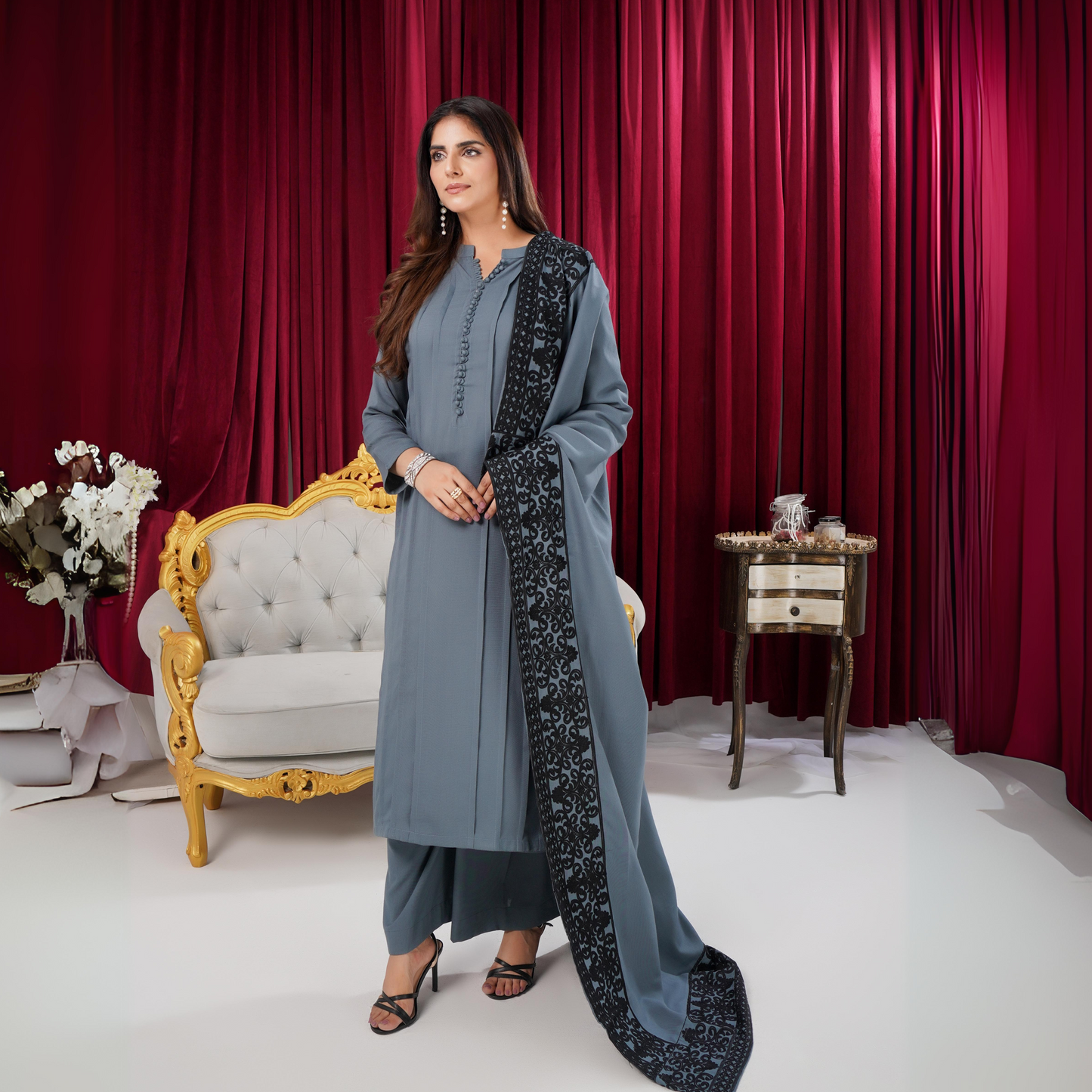 3 Pc Dhanak Shirt & trouser with Dhanak Shawl | Winter Collection | SIMRANS