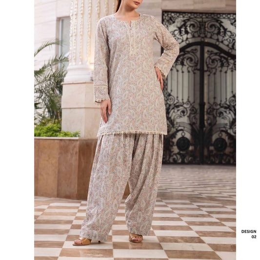 USN-23 Printed Farshi Shalwar Lawn Co-Ord Set | Saphorn