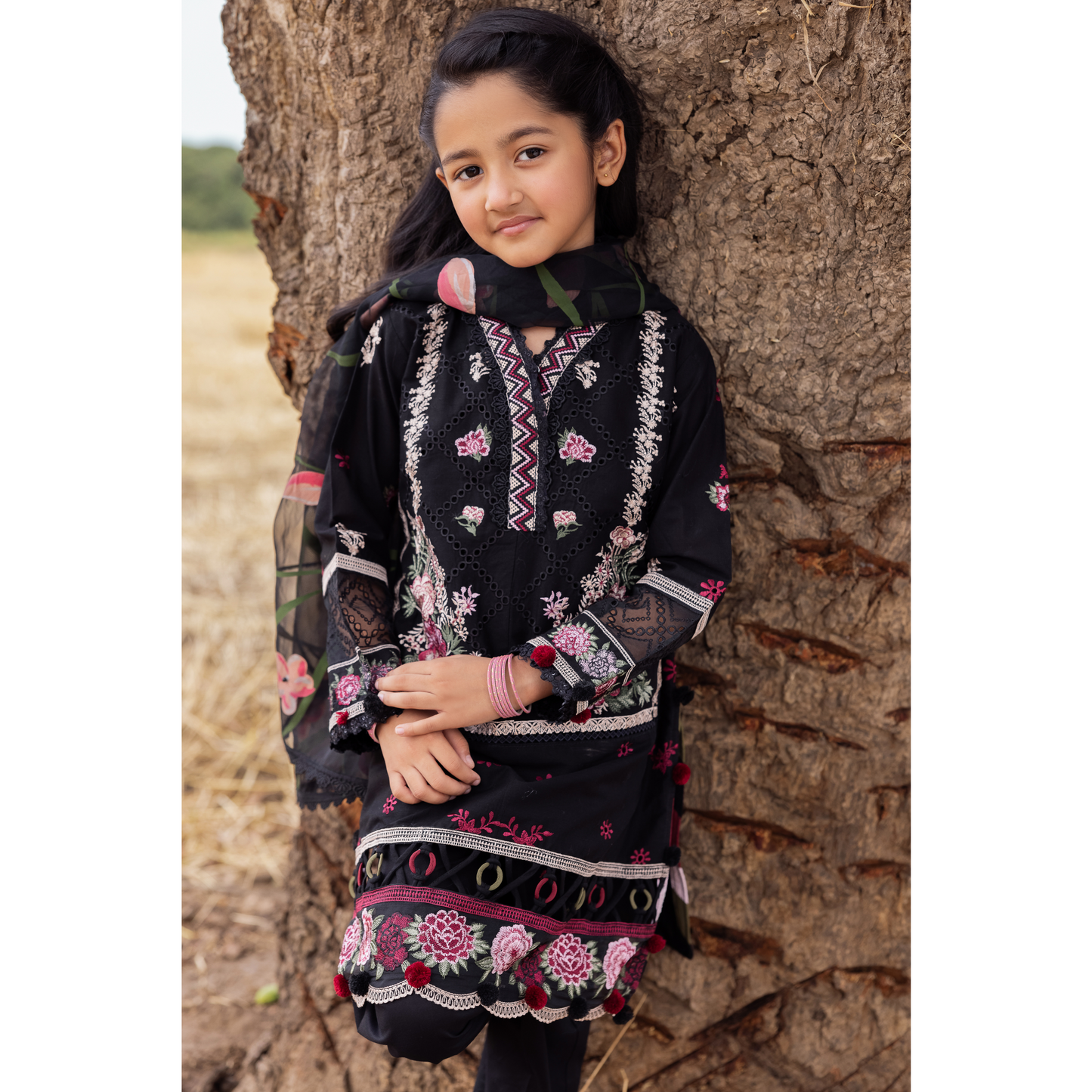 UAL-105 Luxury Festive Lawn Embroidered Mother–Daughter Matching Outfit Set by ALLY'S