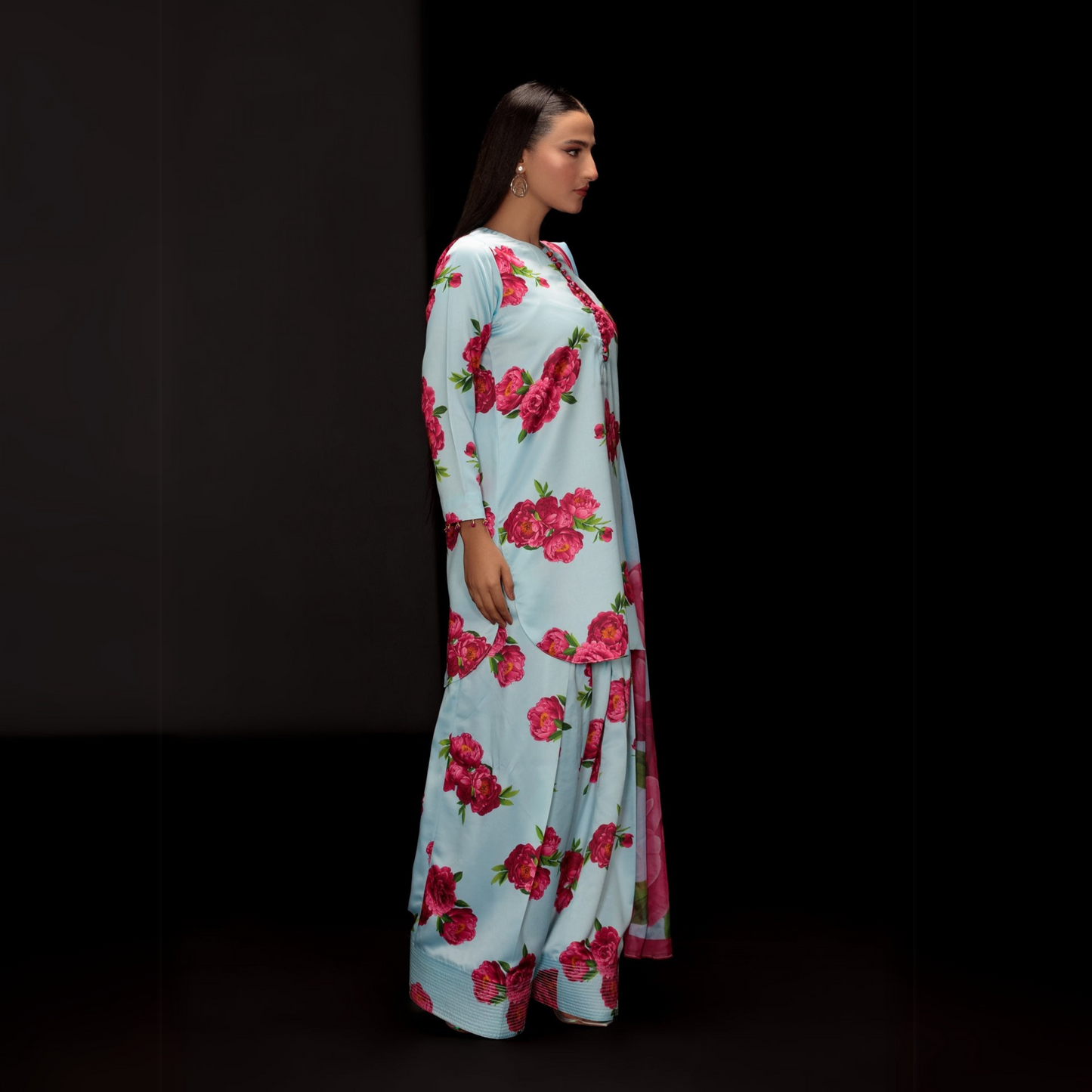 UA-82 Trendy Printed Silk Farshi Shalwar 3 Pc Ready to Wear Collection-Umnaa