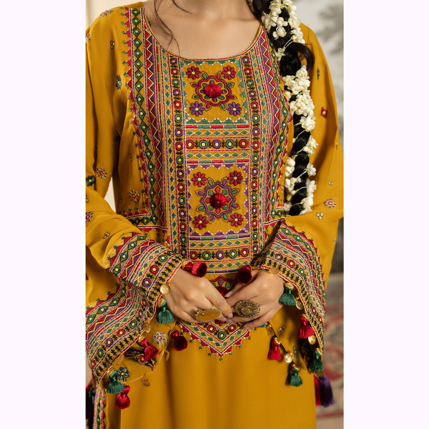 F-468 Embroidered Georgette Chiffon Farshi Shalwar Collection by karma Collection