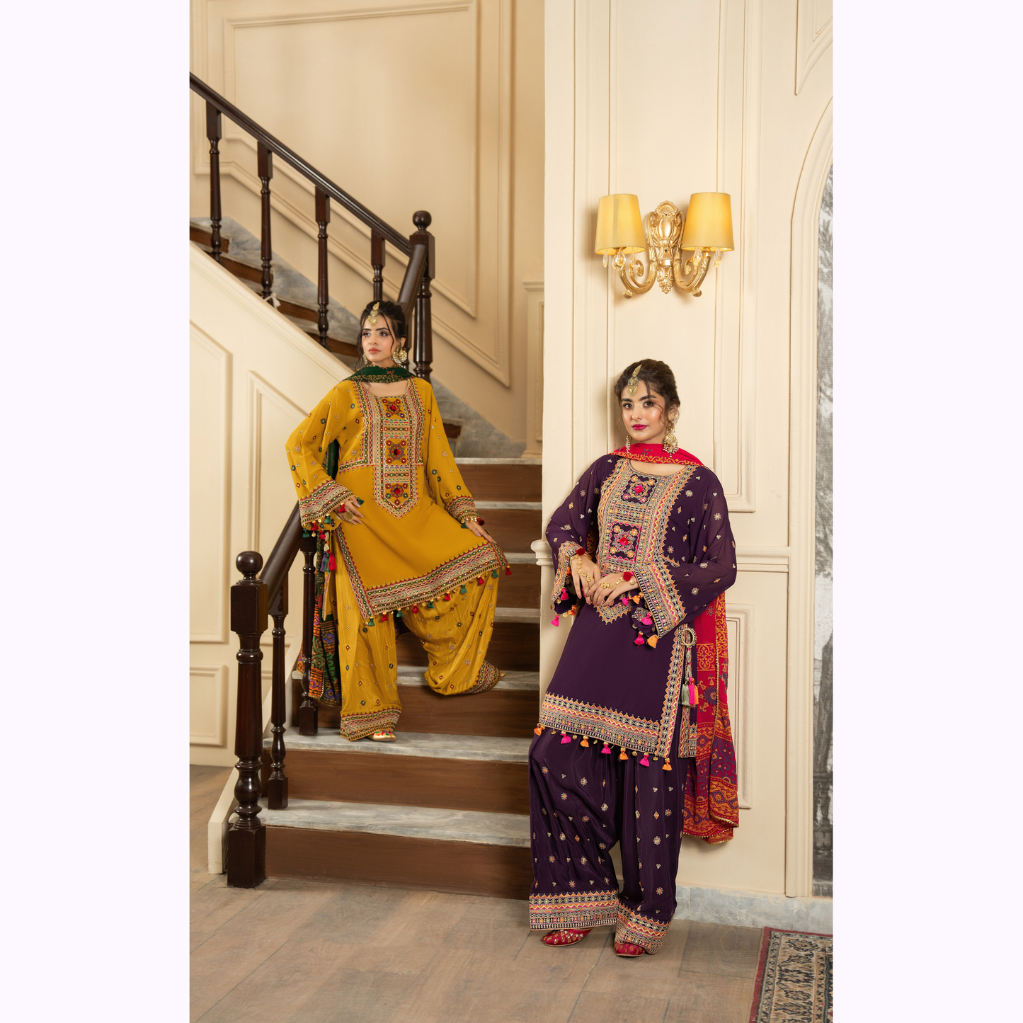 F-468 Embroidered Georgette Chiffon Farshi Shalwar Collection by karma Collection