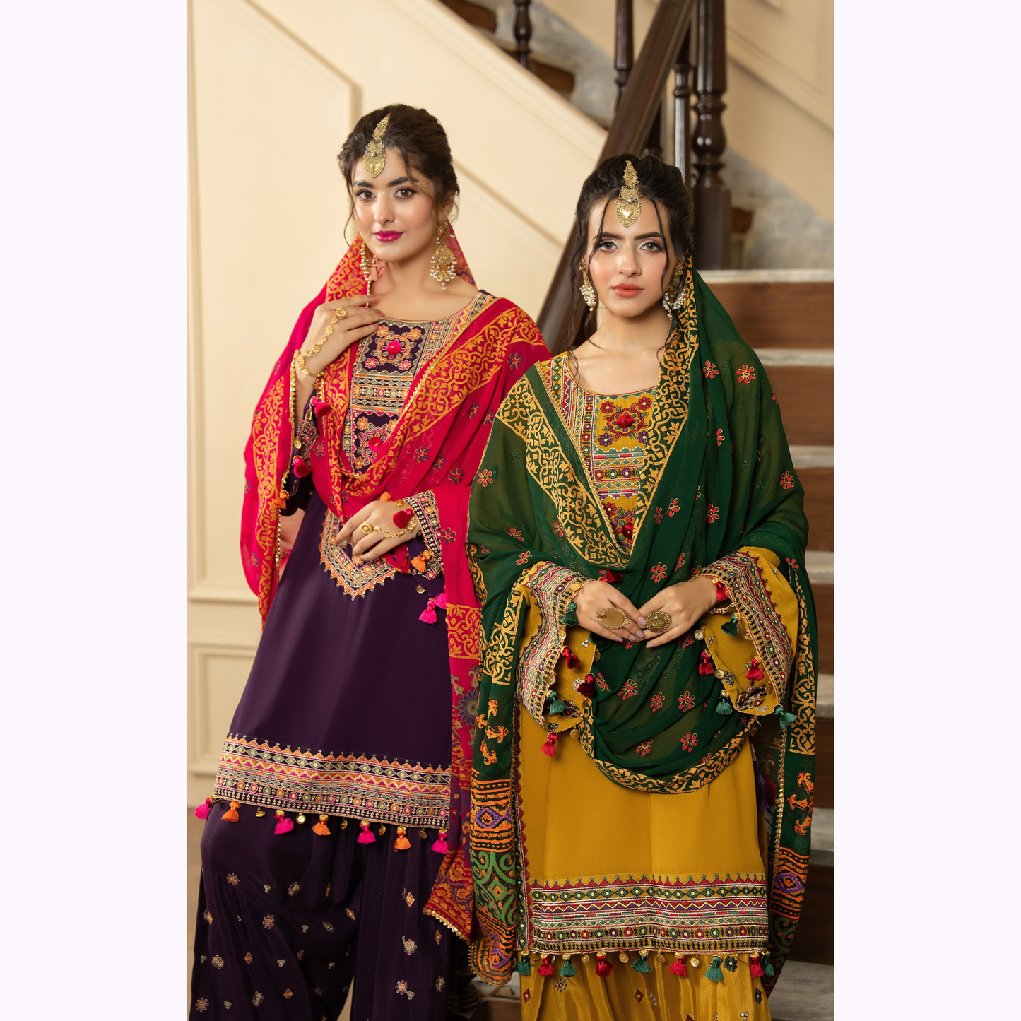 F-468 Embroidered Georgette Chiffon Farshi Shalwar Collection by karma Collection